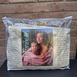Faribo Pure & Simple Blanket Twin Cream Washable Wool Satin Trim Vintage USA